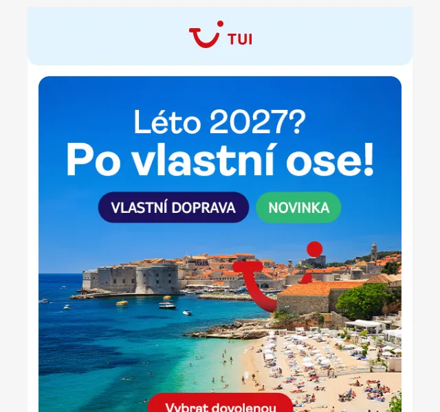 TUI Česká republika: Léto 2027 vlastní autem – září 2026