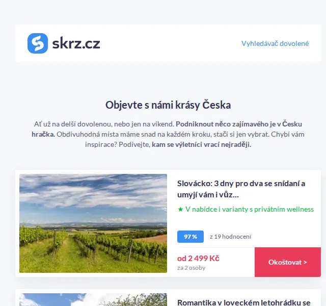 Skrz: Pobyty v Česku od 1 490 Kč – červenec 2026 | Nuslet.cz
