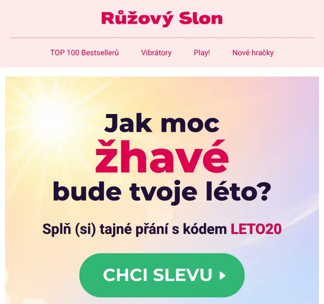 RuzovySlon.cz: sleva 20 % na anální hračky – červenec 2026