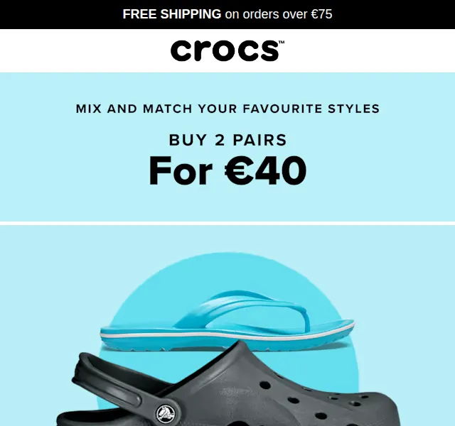 Crocs: 2 páry za 40 € – vybrané styly – červen 2022 | Nuslet.cz