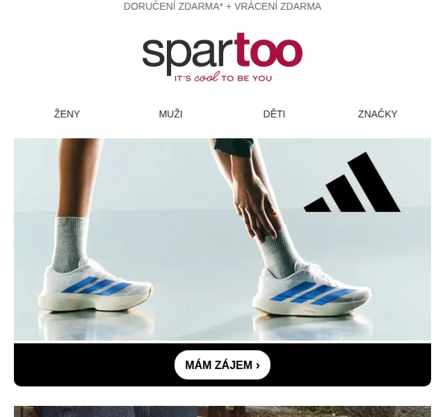 Spartoo.cz: Adidas, Timberland, K-Way – doprava zdarma – duben 2026