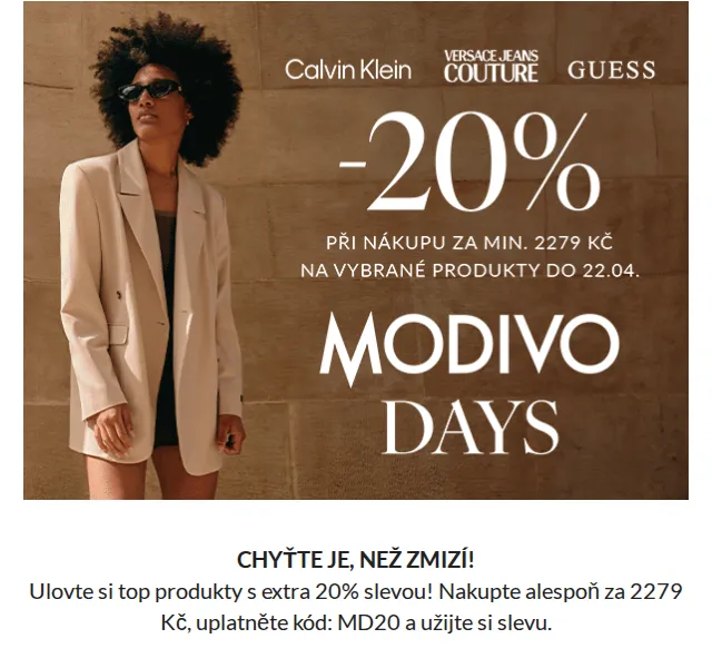 Modivo: Modivo Days – sleva 20 % na módu a obuv – červenec 2026 | Nuslet.cz
