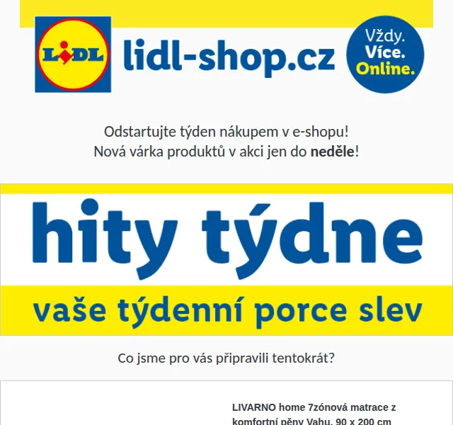 Lidl: Matrace, vysavač, přikrývka – slevy až 33 % – červen 2026 | Nuslet.cz