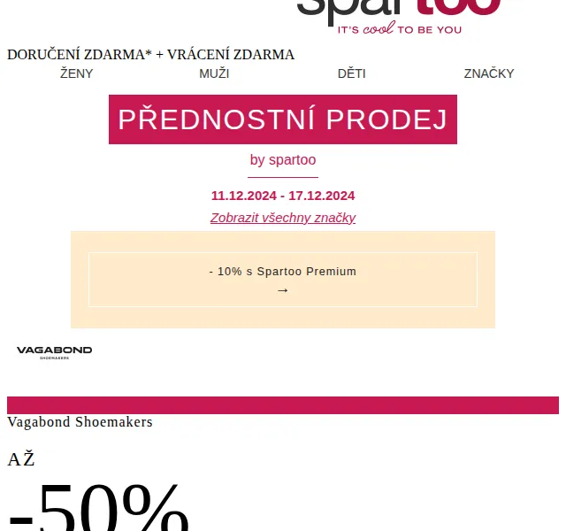 Spartoo.cz: Až -50 % na Vagabond, Redskins, Adidas Sportswear a Love Moschino – červen 2026 | Nuslet.cz