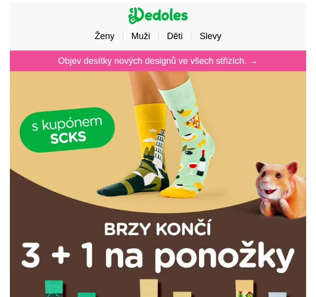 Dedoles.cz: 3+1 ponožky zdarma – červen 2026 | Nuslet.cz
