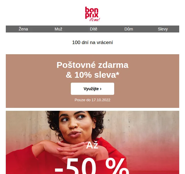 Bonprix: Poštovné zdarma a 10% sleva – říjen 2022 | Nuslet.cz