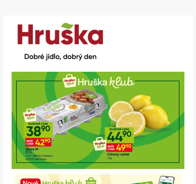 Hruška: Kofola 29,90 Kč + slevy na vejce, smetanu – srpen 2026