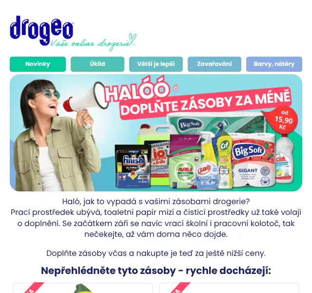 Drogeo: Cif, SAVO, Big Soft – slevy do -20 % září