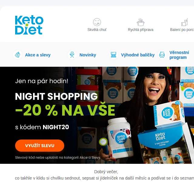 KetoDiet: 20% sleva Night Shopping – listopad 2022 | Nuslet.cz