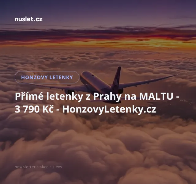 Honzovy letenky: Přímé letenky Praha–Malta 3 790 Kč – Květen 2026 | Nuslet.cz