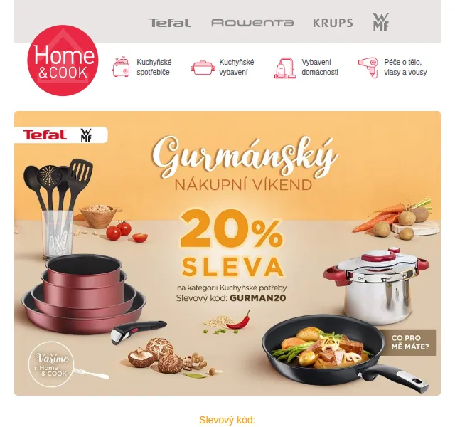 Home & Cook: Sleva 40-67 % na nádobí Tefal – červen 2026 | Nuslet.cz