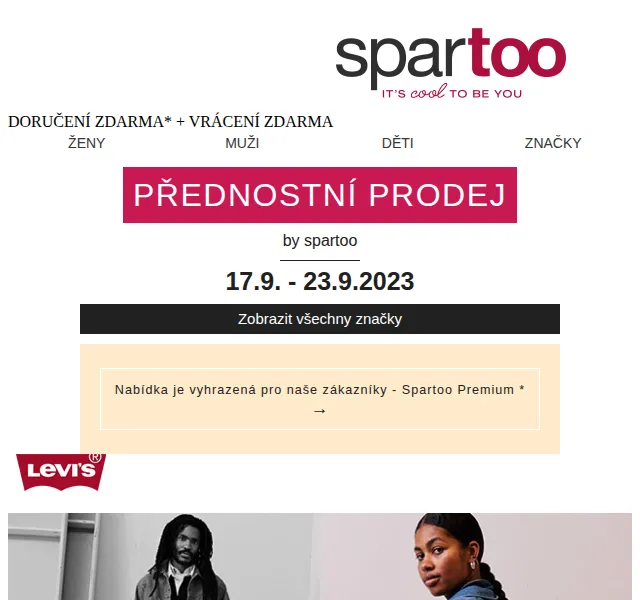 Spartoo: sleva až 50 % na Levi's, GBB a Name it – červen 2026 | Nuslet.cz