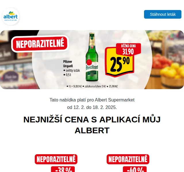 Albert: Mléko 11,90 Kč, máslo 64,90 Kč – únor 2025 | Nuslet.cz