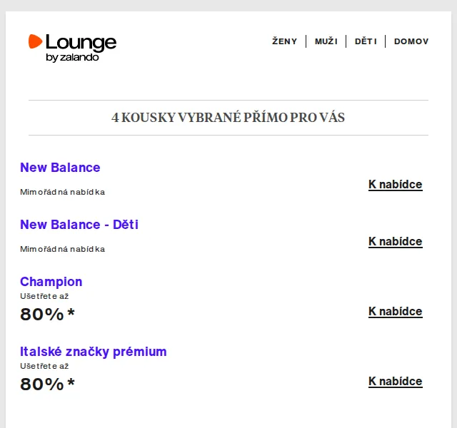 Lounge by Zalando: New Balance, Champion, ONLY — sleva až 75 % | duben 2026