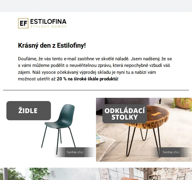 Estilofina-nabytek.cz - stylový domov: Až 20% sleva na nábytek – červenec 2026 | Nuslet.cz