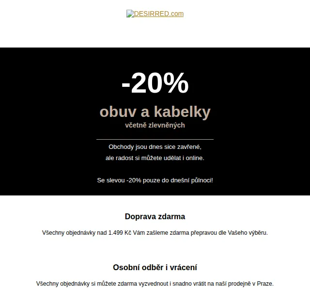 DESIRRED: -20 % na veškerou obuv a kabelky – červen 2026 | Nuslet.cz