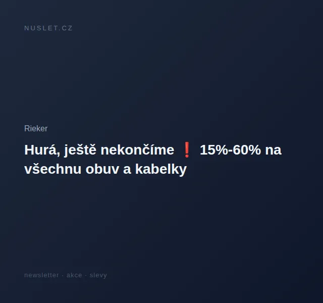 Rieker: 15%–60% na obuv a kabelky – červen 2022 | Nuslet.cz