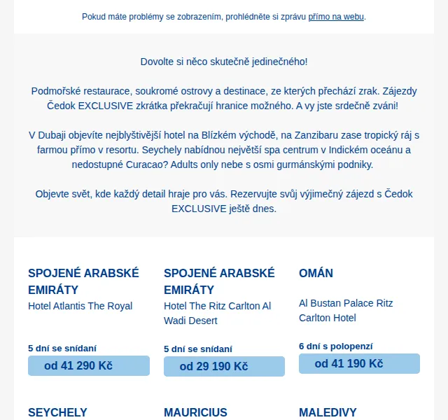 Čedok: Exkluzivní pobyty – červenec 2026 | Nuslet.cz
