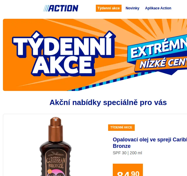 Action: Týdenní akce s opalovacím olejem a doplňky – květen 2026