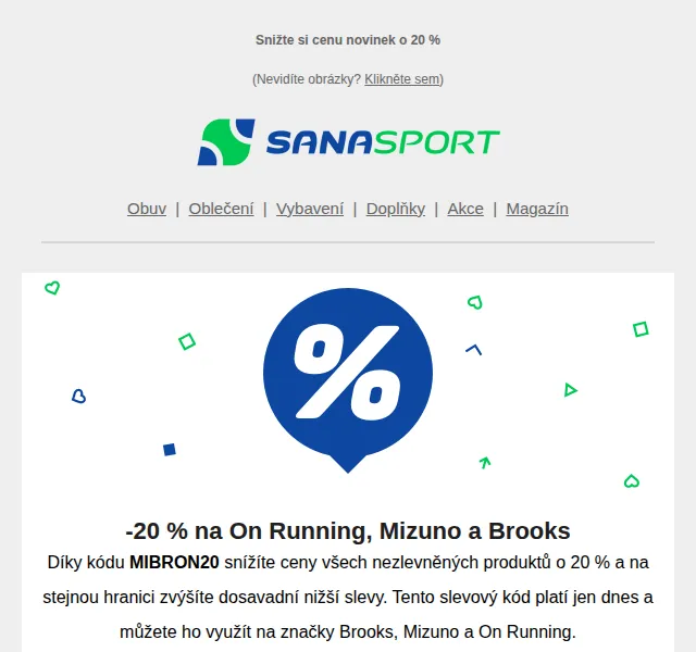 Sanasport: -20 % na On Running, Mizuno a Brooks – červen 2026 | Nuslet.cz