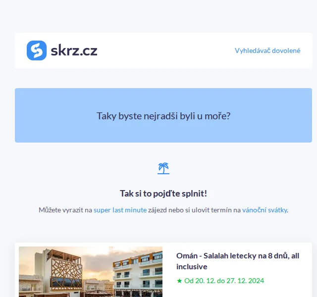 Vánoce na Skrz: Last minute k moři od 8 990 Kč – prosinec 2024 | Nuslet.cz