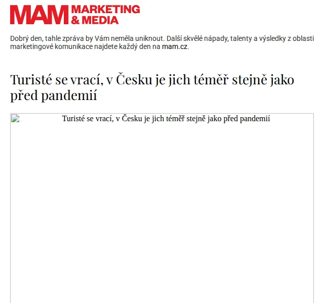 Marketing & Media: Turisté se vrací do Česka – červenec 2026 | Nuslet.cz