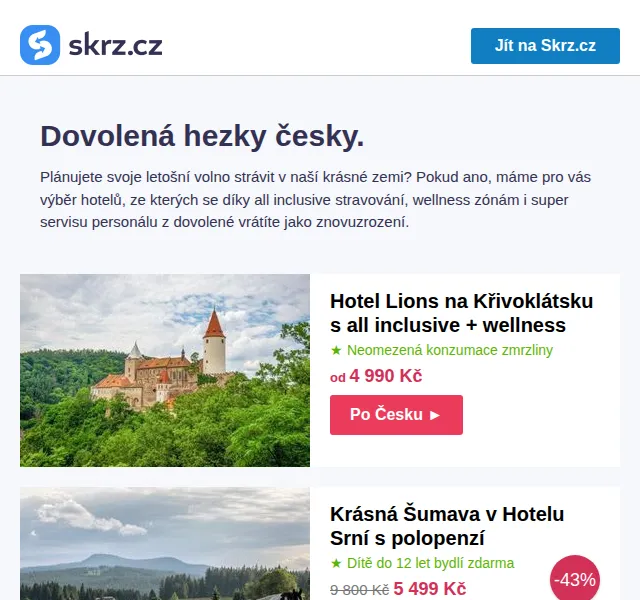 Skrz: Dovolená v Česku s all inclusive – červen 2026 | Nuslet.cz