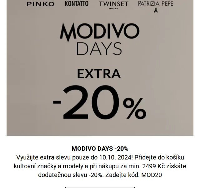 Modivo: Extra -20 % na MODIVO DAYS – červen 2026 | Nuslet.cz