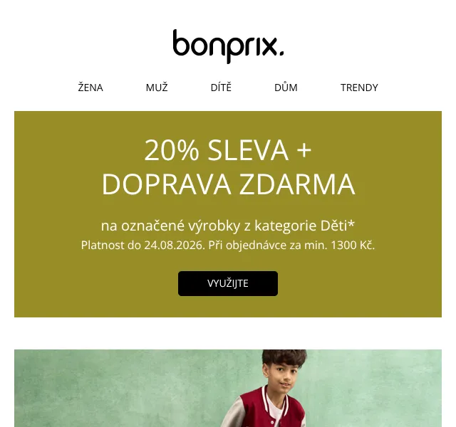 Bonprix: -20 % na dětskou módu + doprava zdarma
