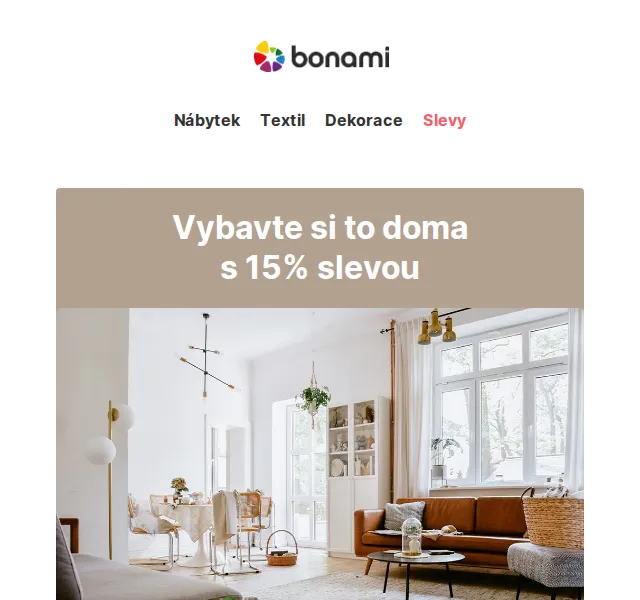 Bonami: Nábytek a kuchyně s 15% slevou – červen 2026 | Nuslet.cz