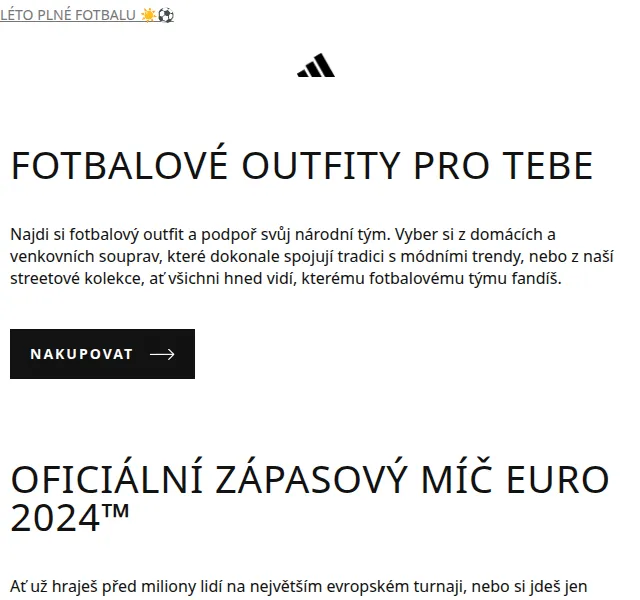 adidas: Fotbalové outifty EURO 2024 – červenec 2026 | Nuslet.cz