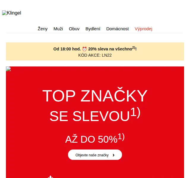 KLiNGEL: 20% sleva na vše – červen 2026 | Nuslet.cz