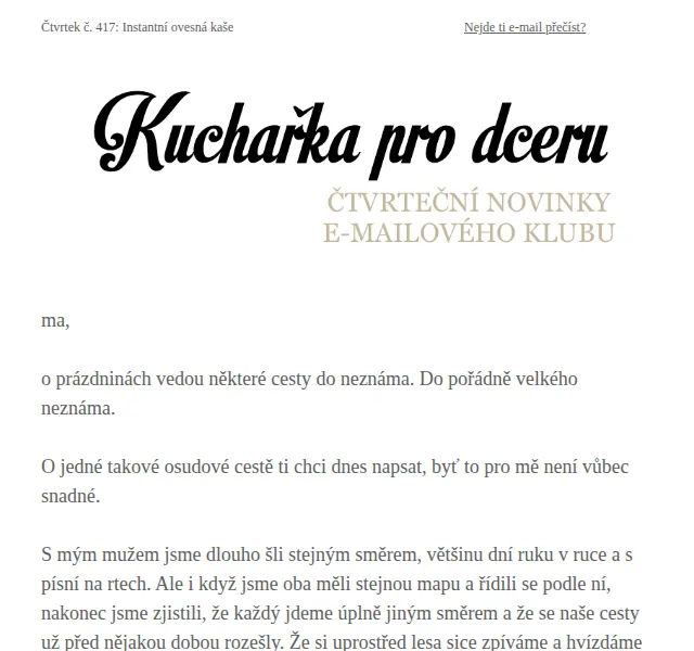Florentýna - Kuchařka pro dceru: Instantní ovesná kaše – červen 2026 | Nuslet.cz