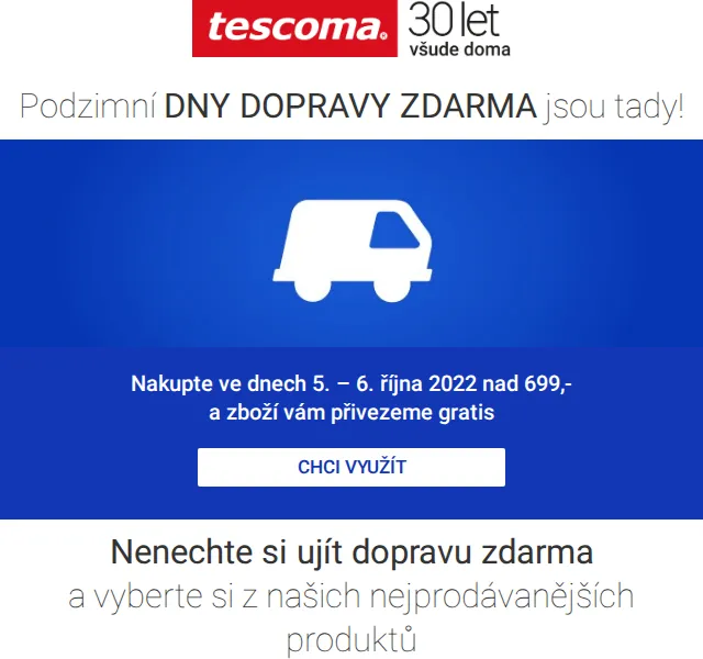 Tescoma: doprava zdarma nad 699 Kč – červen 2026 | Nuslet.cz