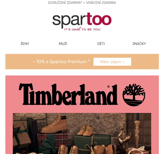 Spartoo.cz: Doručení zdarma Timberland, Napapijri – srpen 2026