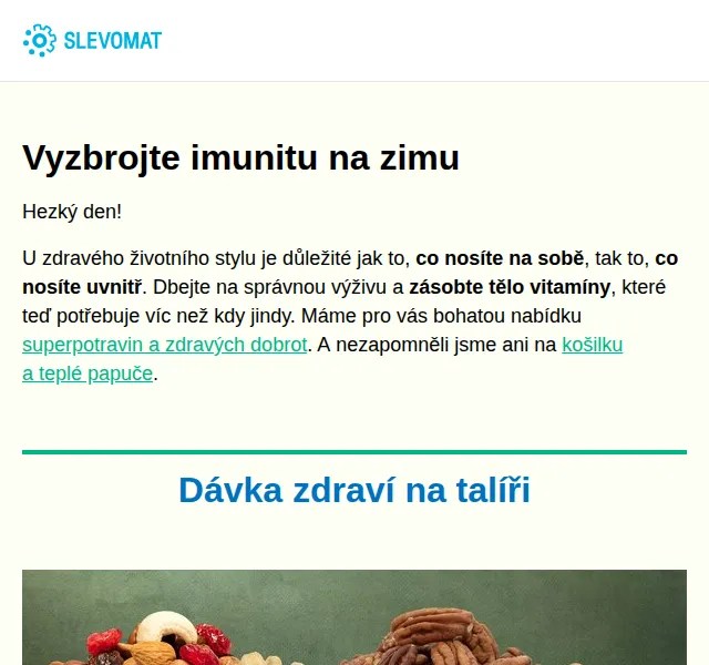 Slevomat: superpotraviny a teplé papuče – červen 2026 | Nuslet.cz