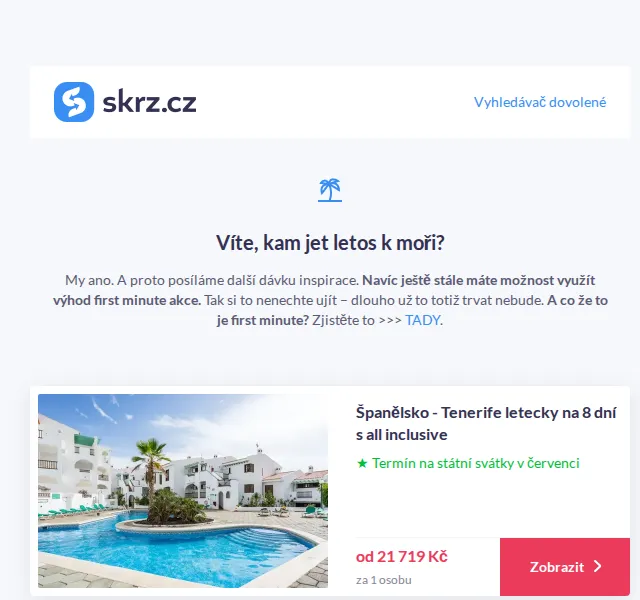 Vánoce na Skrz: Středozemní moře – 15 míst, first minute ceny od 3 950 Kč – červen 2026 | Nuslet.cz