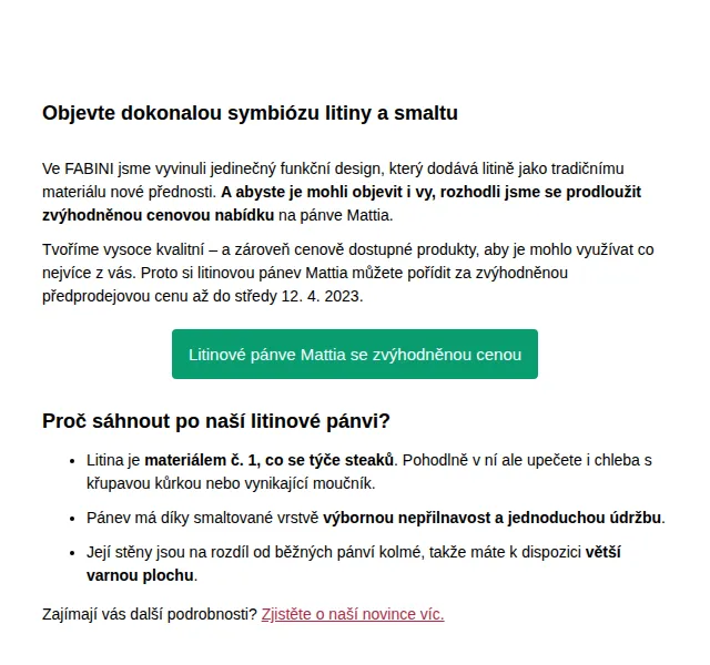 Jan Fabini: Litinové pánve Mattia se slevou – červen 2026 | Nuslet.cz