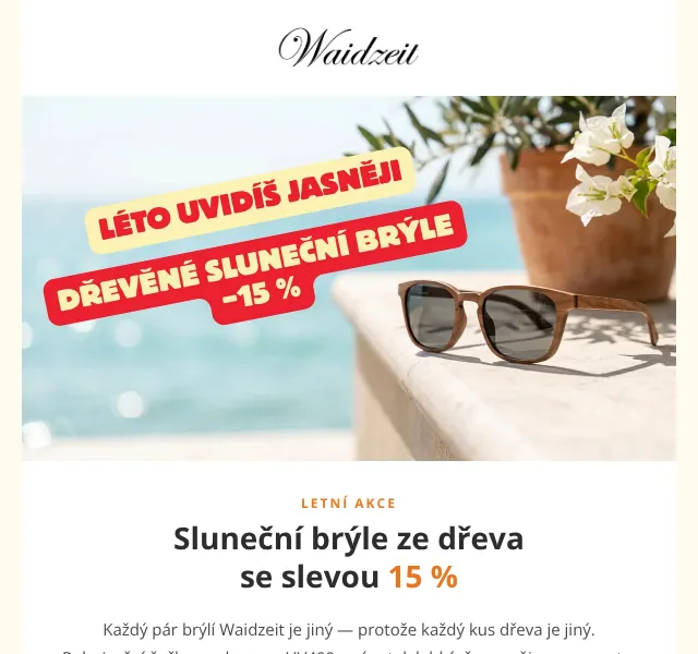 Waidzeit: dřevěné brýle −15 % – červen 2026 | Nuslet.cz