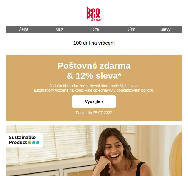 bonprix: 12% sleva na vše + poštovné zdarma – červen 2026 | Nuslet.cz