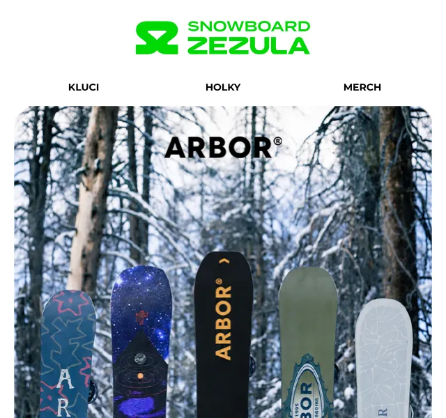 Snowboard Zezula: Arbor snowboardy – září 2026