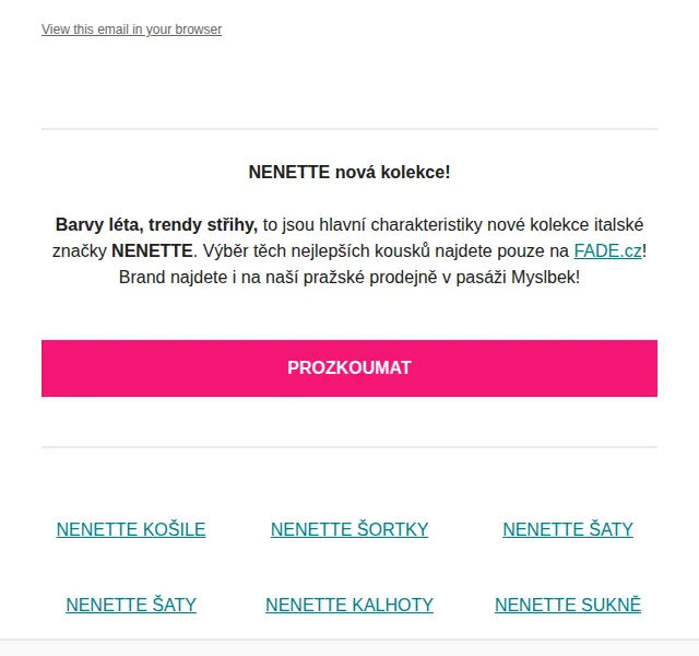 Fade: NENETTE nová kolekce – červen 2026 | Nuslet.cz