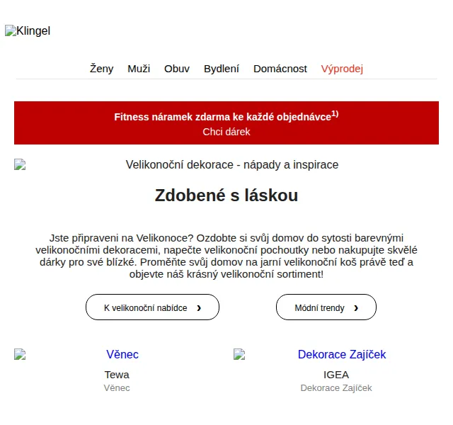 KLiNGEL: Fitness náramek zdarma a velikonoční dekorace – červen 2026 | Nuslet.cz