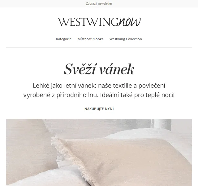 WestwingNow: Lehké letní textilie ze lnu – červen 2026 | Nuslet.cz