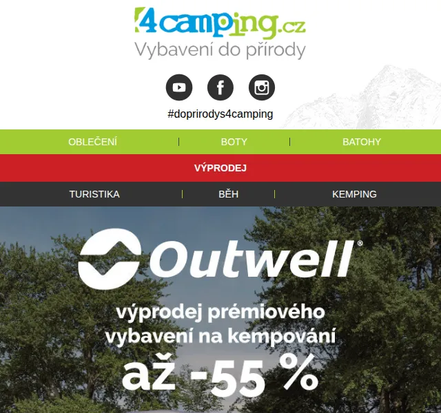 4camping.cz: Outwell výprodej až 55 % – červen 2026 | Nuslet.cz