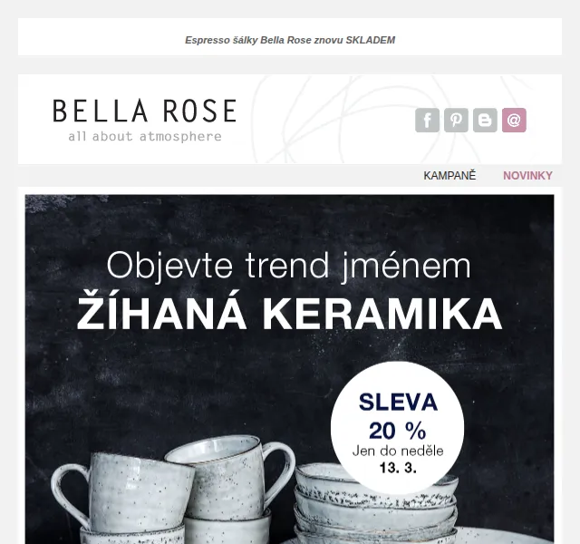 Bella Rose: 20 % na žíhanou keramiku – červen 2026 | Nuslet.cz