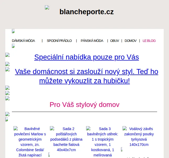 Blancheporte: Až -50 % na jarní bytové doplňky – červen 2026 | Nuslet.cz