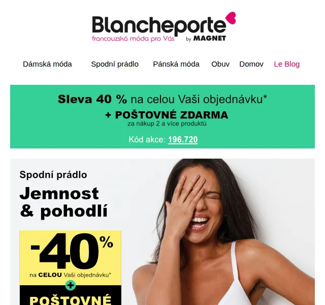 Blancheporte: -40 % na pohodlné spodní prádlo – červen 2026 | Nuslet.cz