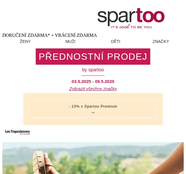 Spartoo: Až -50 % na Les Tropéziennes, Kickers a Josef Seibel – červenec 2026 | Nuslet.cz
