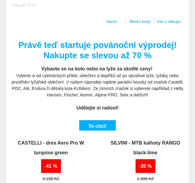 CZBikero: Povánoční výprodej se slevami až 70 % – červen 2026 | Nuslet.cz